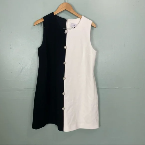 Sans Faff Monochrome Muse Mini Dress Black White Embellished XL - Picture 2 of 9